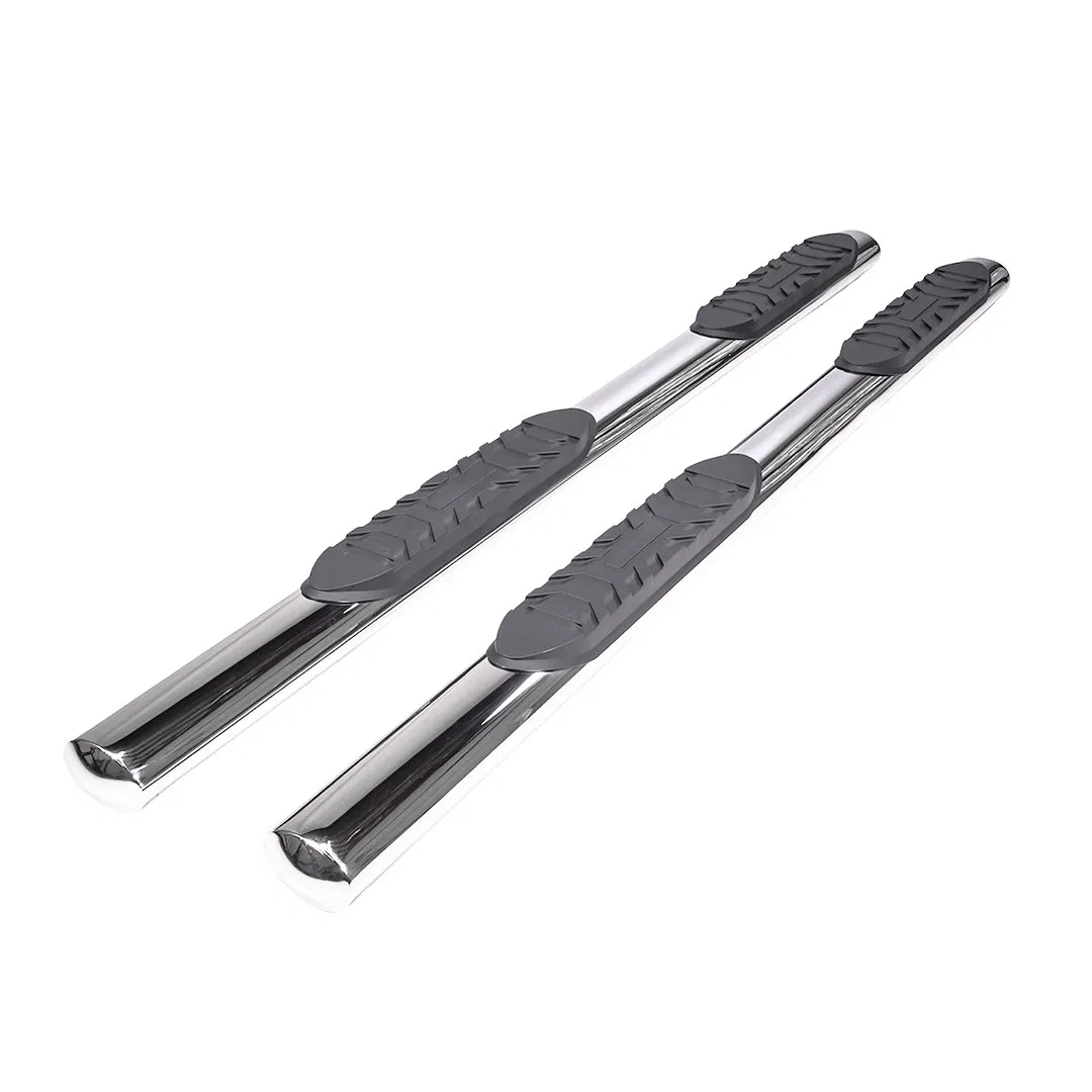 A1523S – TRAILFX Nerf Bar, With Step Pads 4 Inch Oval Straight Polished Stainless Steel With Welded End Caps Rocker P...